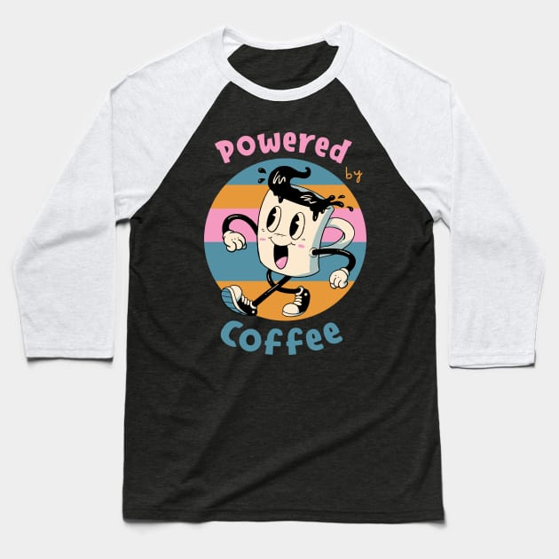 Powered by Coffee Baseball T-Shirt by Vincent Trinidad Art